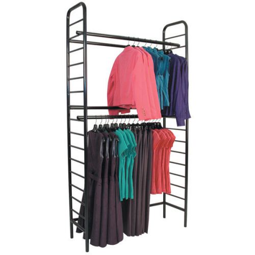 Ny pickup ladder system clothing rack black 2-rail +2 shelf +1 top sh + 2 outs for sale