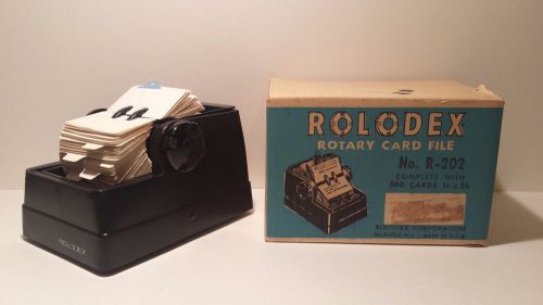 Vintage 1970s Rolodex R-202 With Blank Cards, Black, Complete in Box