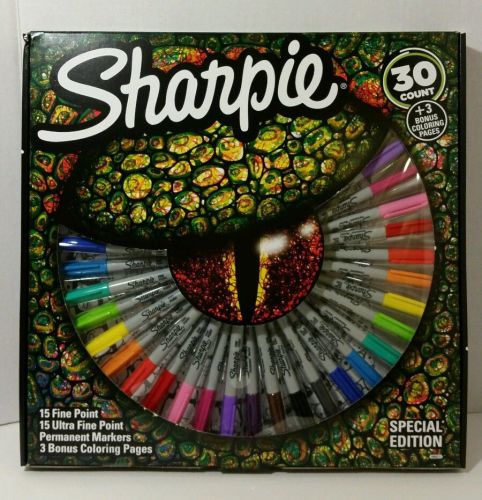 Sharpie Special Edition 30 Count Permanent Markers+3 Bonus Coloring Pages New