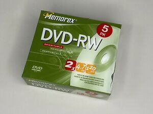 Memorex DVD-RW 5 Pack  2x 4.7GB 120 Mins For PC Or Home Video Recorder New