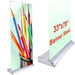 33x79&#034; Retractable Rollup Banner Stand Trade Show Display Sign Holder Exhibition