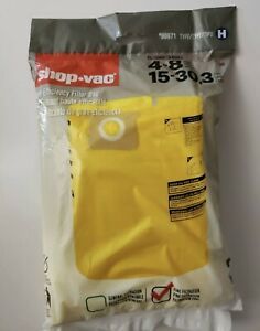 Shop Vac 4-8 Gallon Filter Bag,  Type H #90671, Pack of 2 Bags