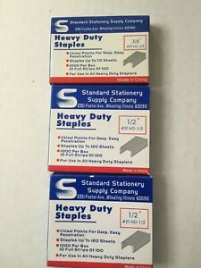 3 Boxes of Heavy Duty Staples - 1 Box 3/8&#034; and 2 Boxes 1/2&#034; Standard Stationery