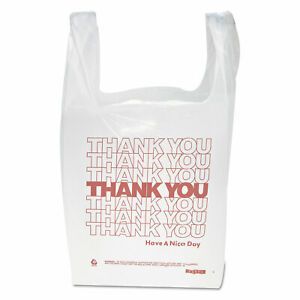 T-Shirt Thank You Plastic Grocery Shopping Carry Out Retail Bags 100 Bags/Pack