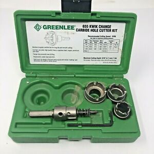Greenlee 655 Kwik Change Carbide Hole Cutter Kit 1/2&#034; through 1&#034; Conduit Size