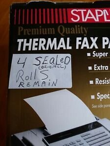 Staples Premium Quality Thermal Fax Paper 8 1/2” X 98’ 1/2” Core 4 Rolls Sealed