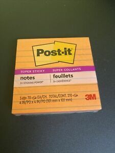 Post-it Notes Lined A World Of Color Collection 3 Pads 4X4 Total 210 Sheets