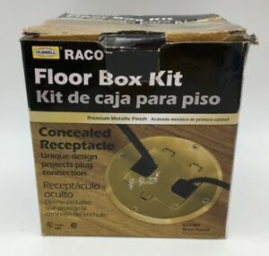 RACO 1-Gang Brass Floor Box Kit Concealed Recessed Duplex 15A TR Device