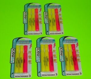 (15) Promarx Glowline Chisel Tip Jumbo Highlighter Marker 10 YELLOW + 5 PINK