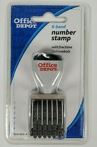 Office Depot Number 6 Band Stamp Stamp Fractions Symbols New Sealed Package NOS