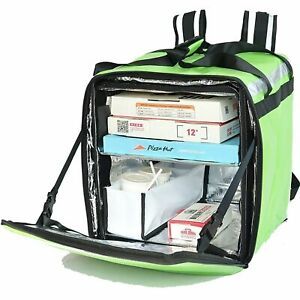 Large Doubledeck Insulated Pizza Delivery Bag Bike Backpack Divider + Cup Holder