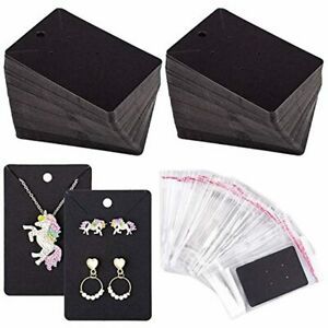 150 Pcs Necklace Earring Display Card with 200 Self-Seal Bags, Earring Holder C