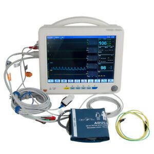 Portable ICU CCU 12&#034; Vital Signs Patient Monitor Machine 6 Parameter Voice Alarm