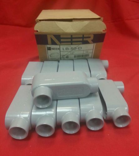 11 pcs neer lb-50-d 1/2&#034; aluminum conduit outlet body - 4.35 cubic inch for sale