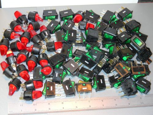 AVIATION GRADE ROCKER SWITCHES, LOT OF 75pcs US MADE BY &#034;ITT&#034;, SPDT ON-ON