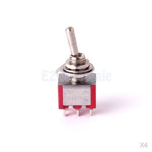 4x KNX-218 Mini Toggle Switch DPDT ON-ON Two Position Red 2A 250V 5A 120V