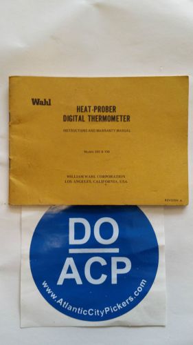WALL MODEL 392 &amp; 700 HEAT PROBER DIGITAL THERMOMETER INSTRUCTION MANUAL R3-S24