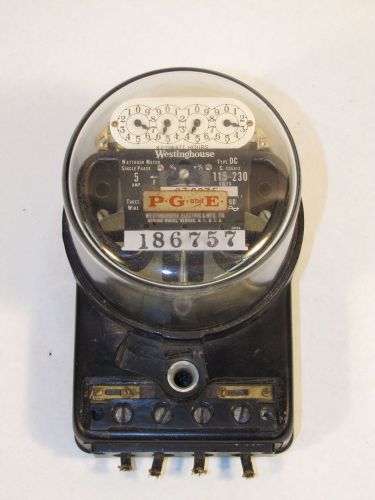VTG ANTIQUE WESTINGHOUSE WATTHOUR METER TYPE OC 1PH 5A w GLASS FACE - STEAMPUNK