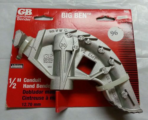 Gardner Bender 960 Big Ben Aluminum Conduit Hand Bender  1/2&#034; EMT  3-11/16&#034; Bend