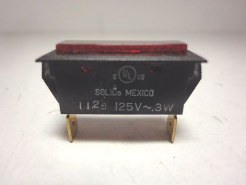 Solico 125V .3W Red Rectangular Indicator Light