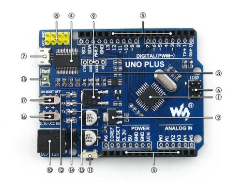 Uno plus avr atmega328p-au mcu compatible with arduino uno r3 development board for sale
