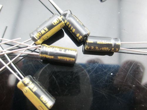 2pcs nichicon kw 3.3uf 100v audio electrolytic capacitor caps 5mm * 11mm for sale