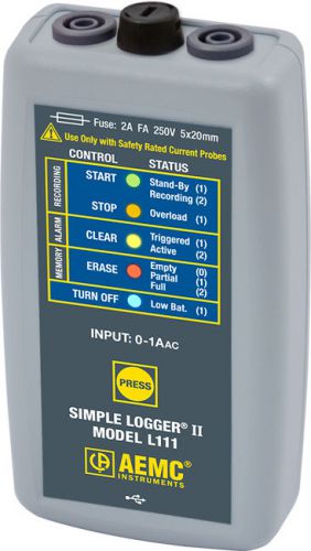 Aemc l111 simple logger ii model l111. (1-channel, trms, 0 to 1aac) for sale