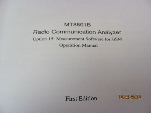 ANRITSU MT8801B Option 15: Measurement Software for GSM - Operation Manual