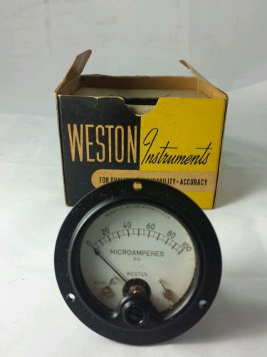 Vintage Weston instruments  506 MIC AMM RGE 100 micro amps flush bake New