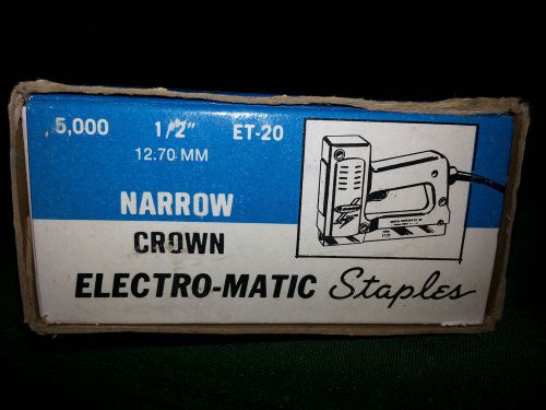 1 Boxe Genuine Precision Made Electro-Matic Staples. 1/2&#034; narrow. 5,000pc/ box