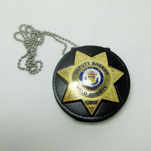 7 point star badge holder 30&#034; chain included. model 716-pf45 by perfect fit for sale