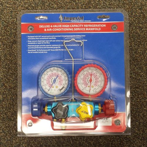 Imperial 642-c 4-v manifold gauge with 60&#034; ball valve hoses r-410a for sale