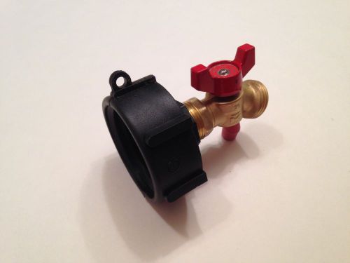 275 330 gallon IBC Tote tank drain valve adapter. 2&#034; Fine (NPT) x Garden faucet
