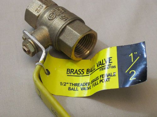 Solid brass ball valve, 1/2&#034; pt female thread, full port, water gas **new** for sale