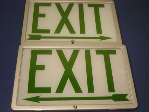 Green White Glass Exit Door Signs Right Left Arrow Frames Panels Steampunk Decor