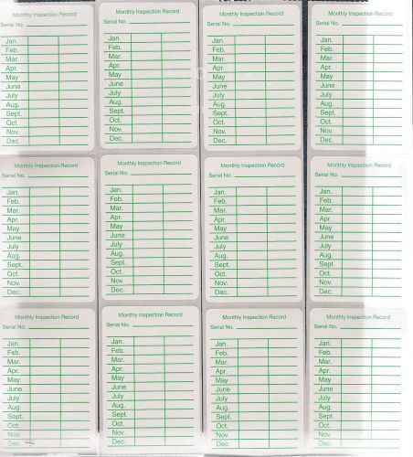 (LOT OF 12) PEEL &amp; STICK &#034;MONTHLY INSPECTION TAG&#034; 2&#034; X 3&#034; NEW