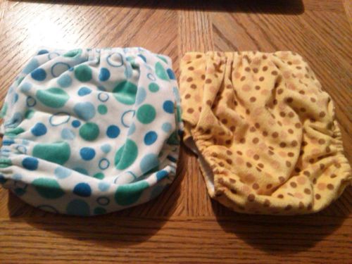 NEW LOT of 2 Minky Pocket cloth diapers  SNAPS! Dots/ Dots Patterns