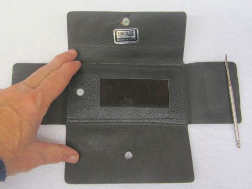Vtg Fibre-Metal Welding Inspectors Handheld Black Leather Inspector Shield USA