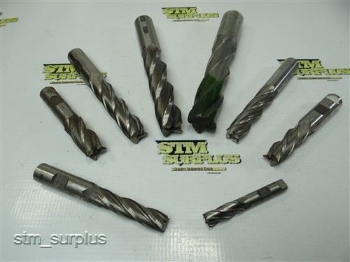 Nice lot of 8 hss single ended end mills 7/16&#034; to 1&#034; cleveland for sale