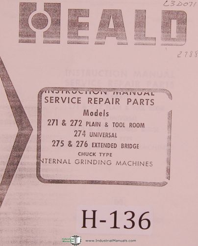 Heald 271, 272 274 275 276, Grinding, Instructions Service &amp; Parts Manual 1968