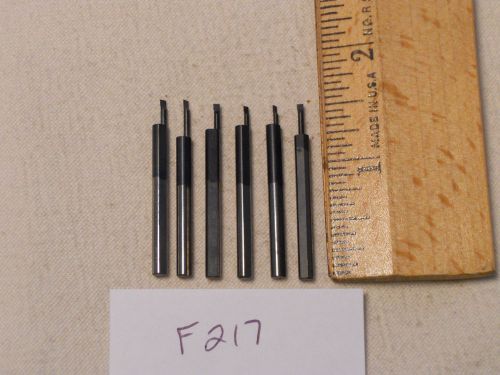 6 USED SOLID CARBIDE BORING BARS. 1/8&#034; SHANK. MICRO 100 STYLE B-060 &amp; 050 (F217}