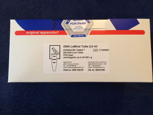 New Eppendorf DNA LoBind, PCR clean, Safe-Lock tubes 2.0ml, 250 pack