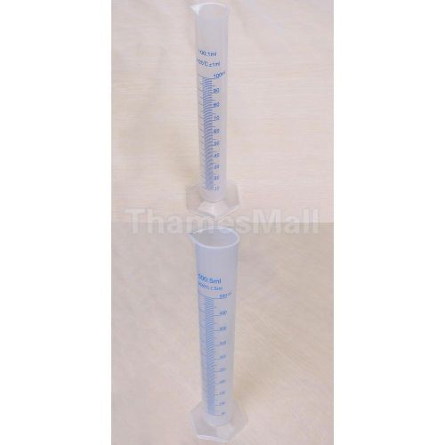 100ml + 500ml Plastic Clear Graduated Laboratory Lab Test Measuring Cylinder