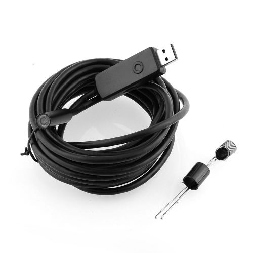 Portable 5m USB Boroscope Endoscope Snake Tube Camera+Hook Inspection