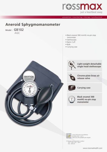 ROSSMAX GB102 Aneroid Sphygmomanometer With Stethoscope &amp; Nylon Cuff @ Martwaves