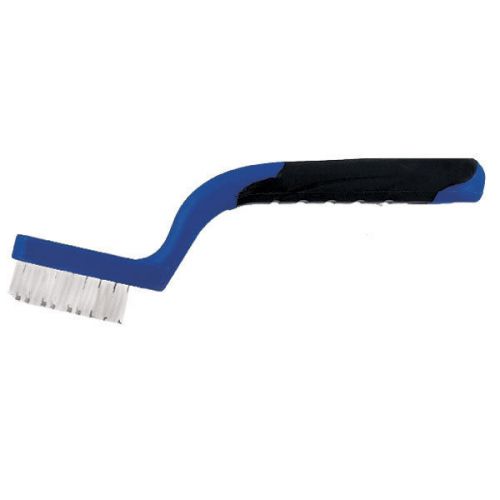 White Nylon Soft Grip Bristle Brush - 7&#034;L x 0.5&#034; Brush Width, Blue 3 pk