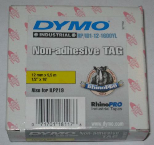 DYMO RHINO NON-ADHESIVE TAG CARTRIDGE RP/ID-12-1600YL 12mm BLACK ON YELLOW BNIB