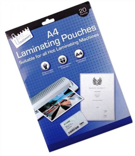 20 x A4 Laminating Pouch 140 Micron Laminate Strong Durable Protection Office