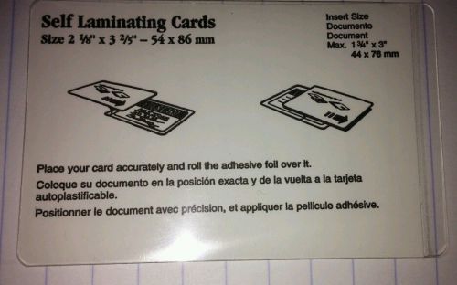 Pack of Four Self Laminating Cards 2-1/8&#034; X 3-2/5&#034; (54X86 mm) License Holder