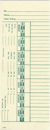 Time card acroprint 125 weekly single sided timecard j7r box of 1000 for sale
